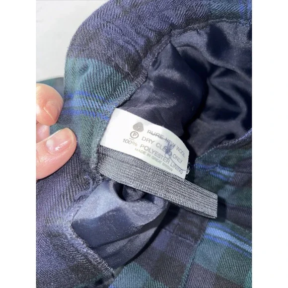 PITLOCHRY Scotland Pure Wool Pleated Tartan Skirt Womens 18 Lined Kilt Green VTG - Picture 4 of 8